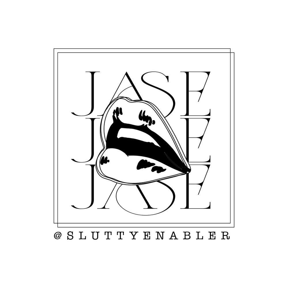 My watermark, a set of lips over the initials JASE with my @ handle below