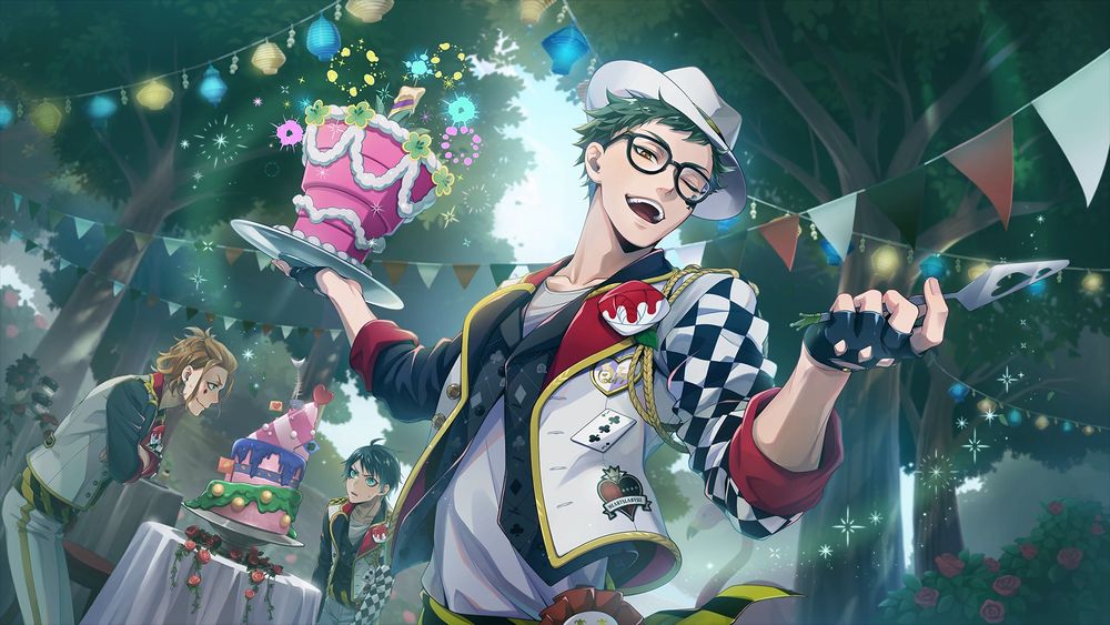 Image of Trey's SSR Dorm Uniform card (groovy variant).