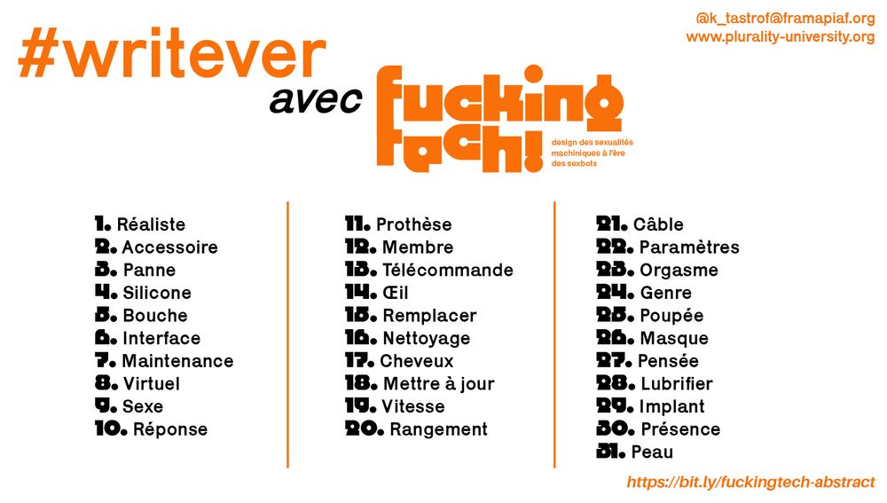 1.	Réaliste
2.	Accessoire
3.	Panne
4.	Silicone
5.	Bouche
6.	Interface
7.	Maintenance
8.	Virtuel
9.	Sexe
10.	Réponse
11.	Prothèse
12.	Membre
13.	Télécommande
14.	Œil
15.	Remplacer
16.	Nettoyage
17.	Cheveux
18.	Mettre à jour
19.	Vitesse
20.	Rangement
21.	Câble
22.	Paramètres
23.	Orgasme
24.	Genre
25.	Poupée
26.	Masque
27.	Pensée
28.	Lubrifier
29.	Implant
30.	Présence
31.	Peau
