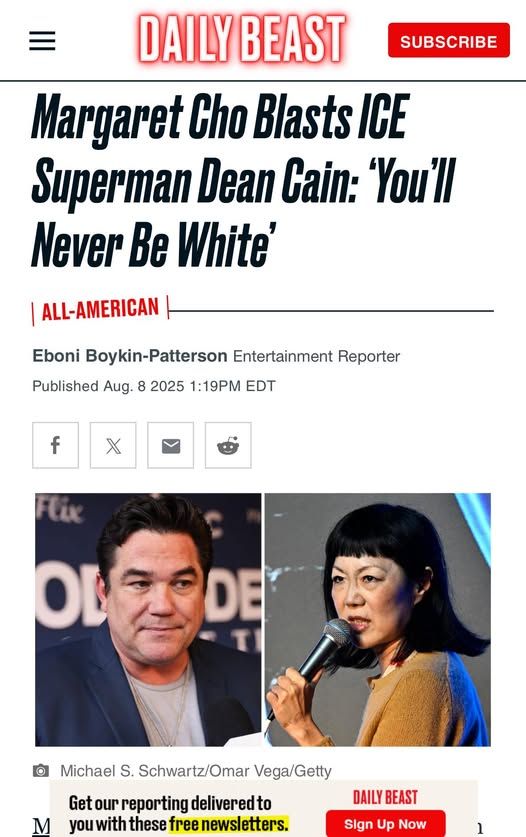 Margaret Cho Blasts ICE Superman Dead Cain: "You'll Never Be White"