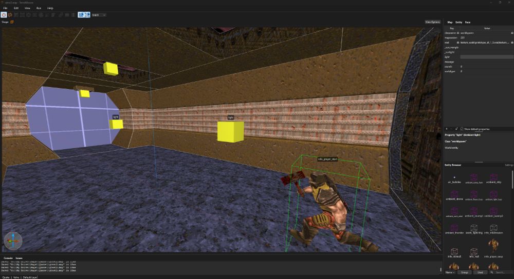 The same room but seen in the level editor Trenchbroom