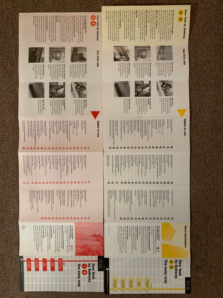 Outer side of the 1996 New York By Subway brochures 