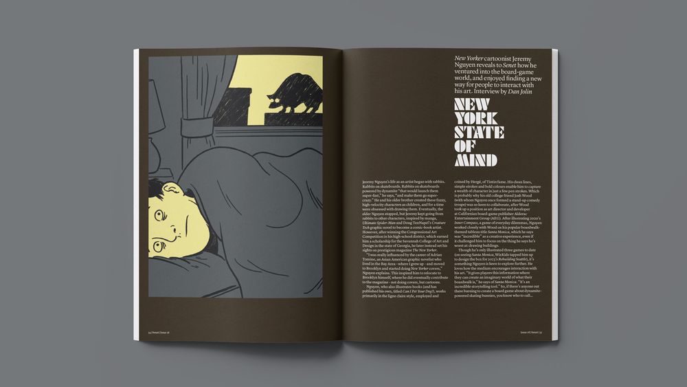 The opening spread of Senet's feature on the artist Jeremy Nguyen. 