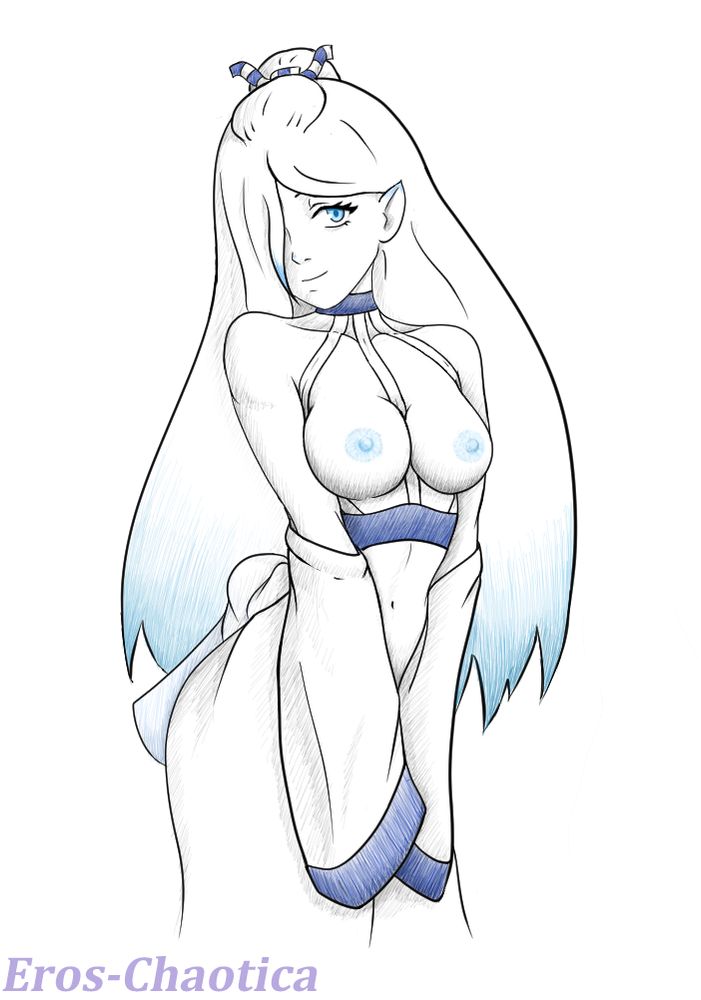 Yukari is a frost maiden. The warmer she gets the hornier she gets. She is a wannabe monster fucker. Her fingers, toes, nipples, sex, pointed ear and hair tips, and eyes are all an icy blue. Her skin and hair is pure white. She is a sweet woman who is kind hearted. 