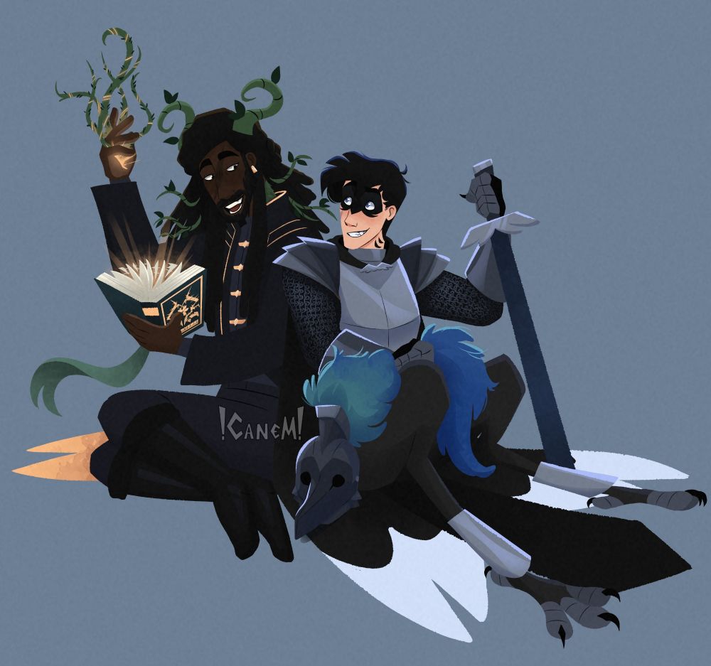 My oc's plant-dude and magpie-woman.