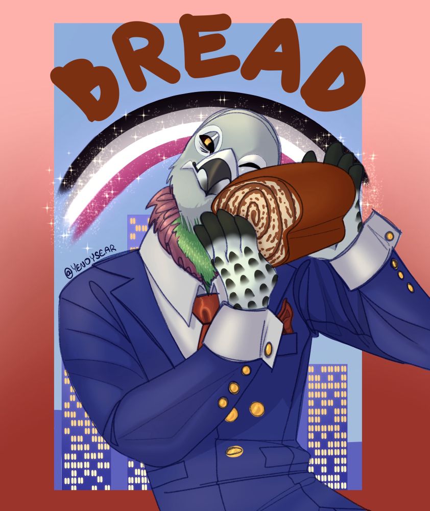 My boy Coulson with his one true love, a quality loaf of cinnamon swirl bread