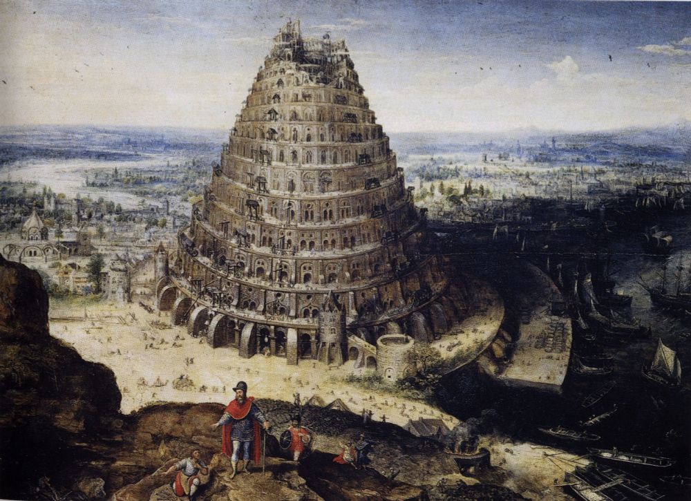 a painting. the tower of babel by Lucas van Valckenborch in 1594