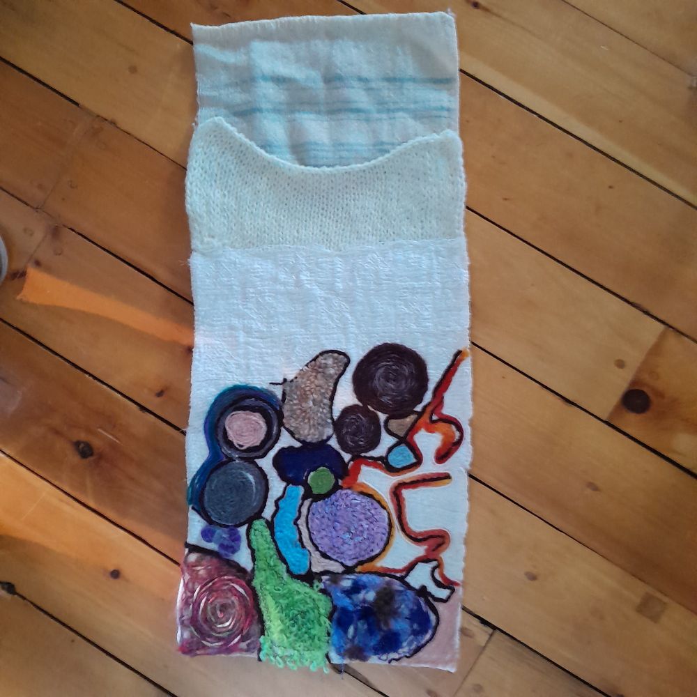 Wool Wallpaper 1 currently on exhibit in the Transitions and Transformation show in Gananoque, Ontario, Canada. Gananoque Art Network.