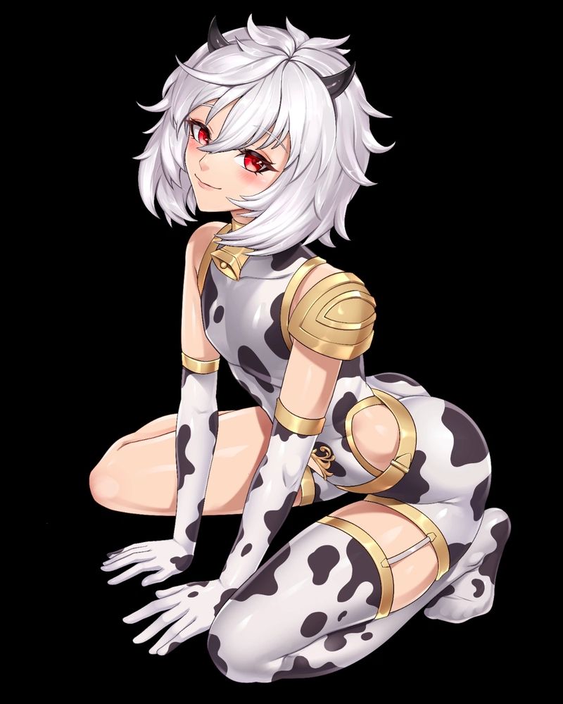 Cute boy in cow patterned outfit 