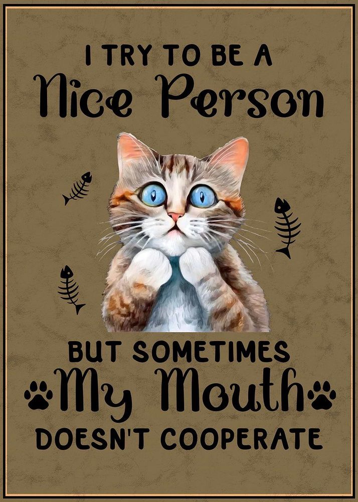 Cat saying person, but sometimes my mouth doesn’t cooperate