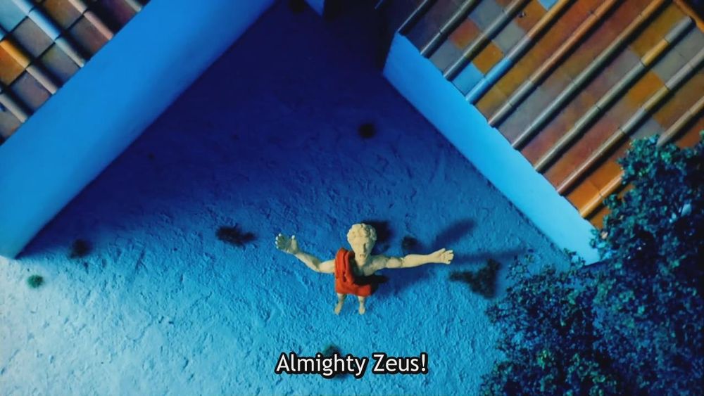 Demetrios appeals, arms outstretched to the sky: 'Almighty Zeus!' [Bessatsu Olympia Kyklos]