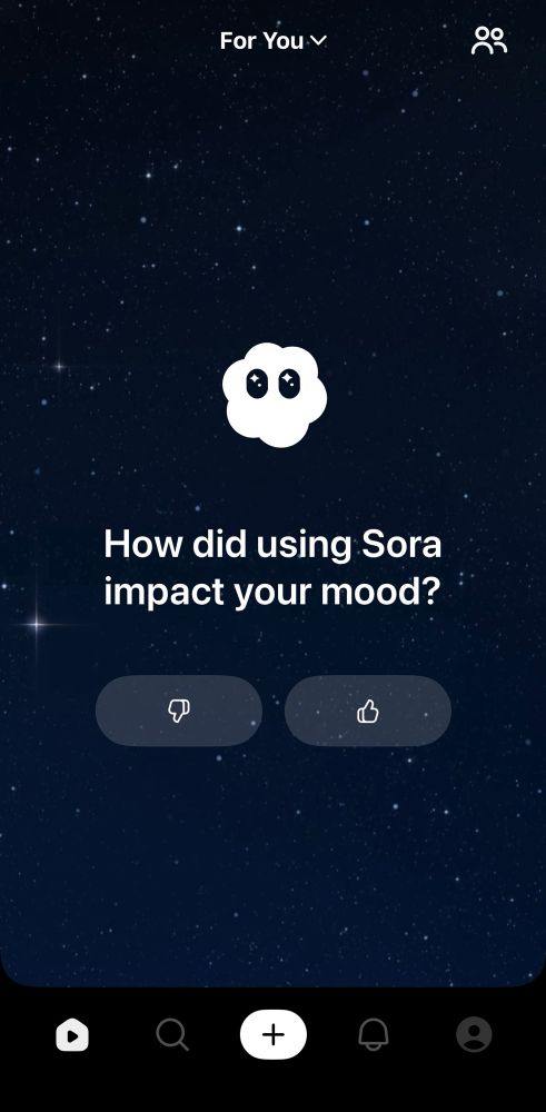 Sora app asking me about my mood in the feed.