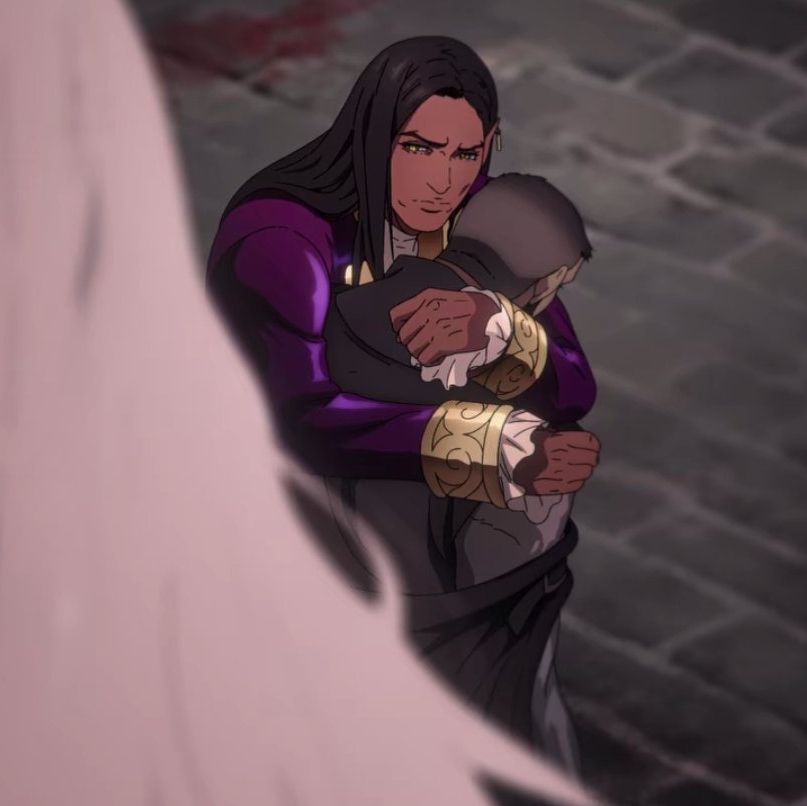 Olrox holding injured Mizrak, Castlevania Nocturne season 2