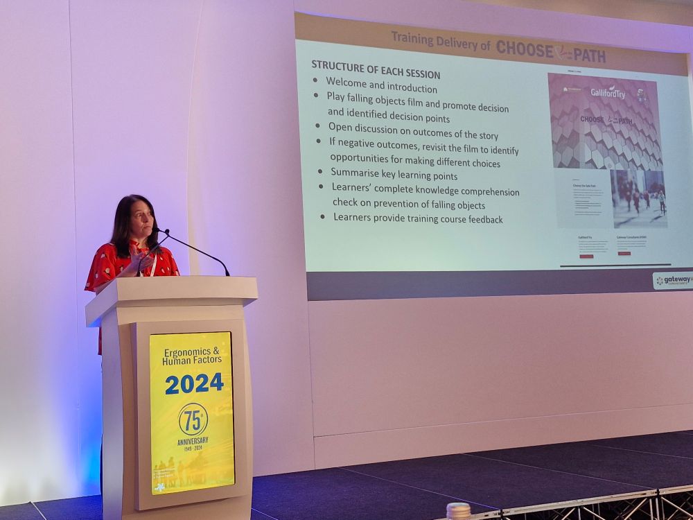 Presenter talking about safety training