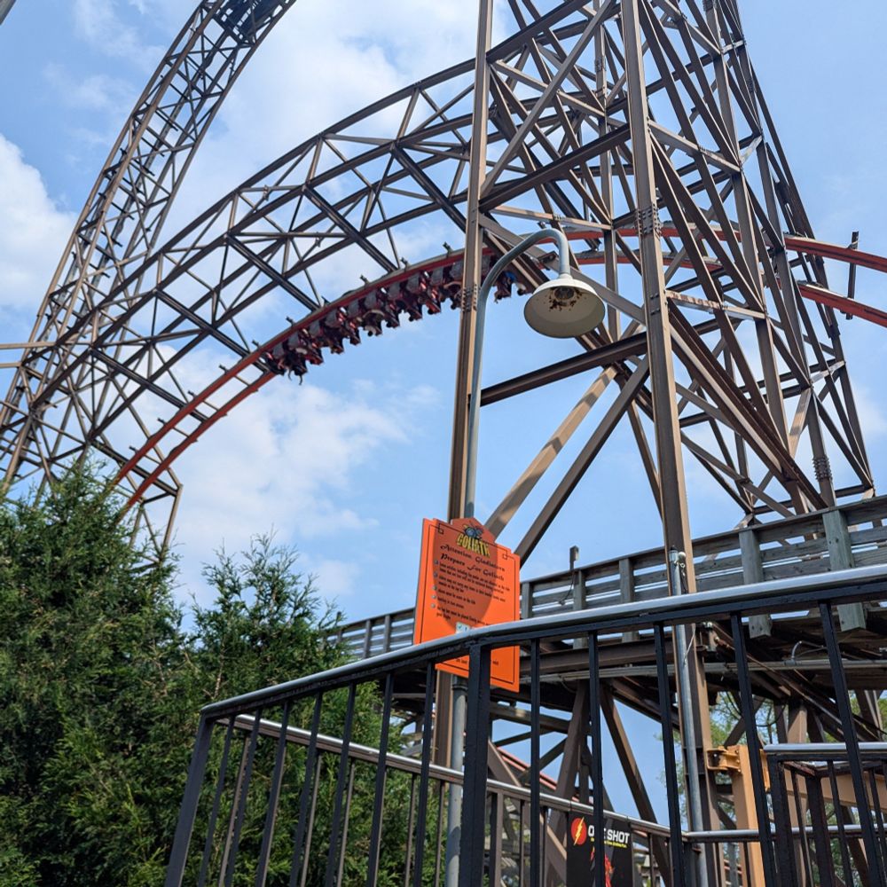 Goliath rolling through its extended invert underneath the lift hill