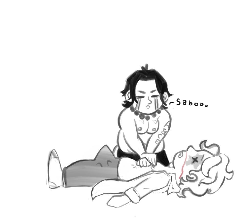 doodle, ace gives cpr to dying sabo from previous pic lol