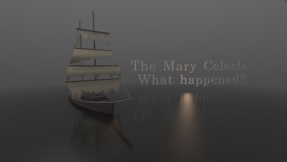3D Model of Mary Celeste boat with tatty sails, for a video by Paul Whitewick