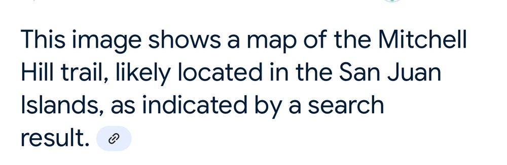 This image shows a map of the Mitchell Hill trail, likely located in the San Juan Islands, as indicated by a search result.