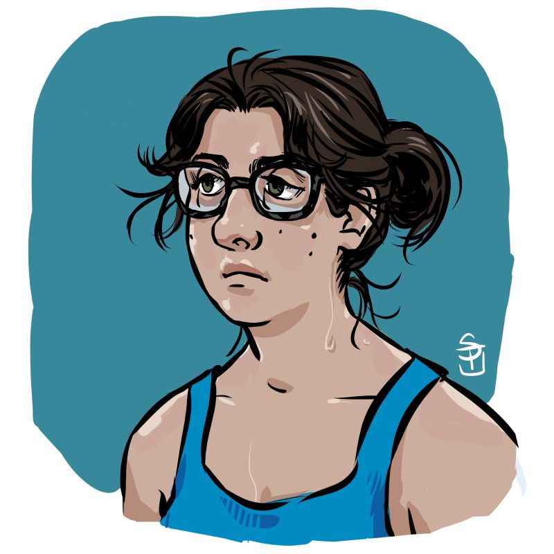 Self portrait of artist, tired and sweaty