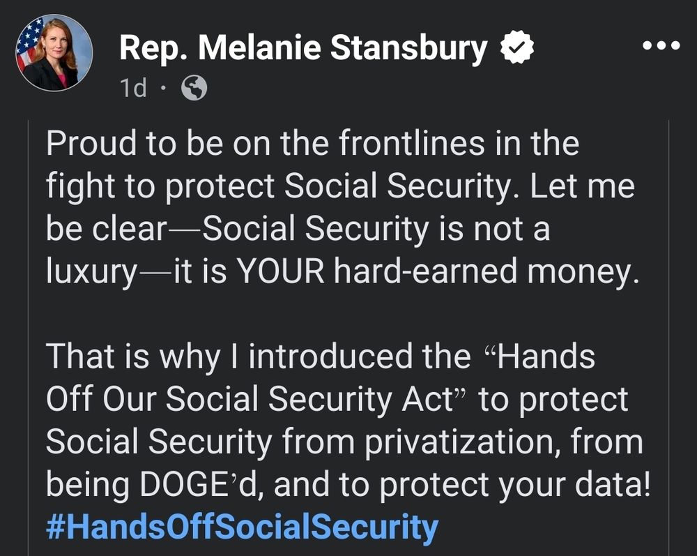 A facebook post from the official account of Representative Malanie Stansbury. (1 day ago) which makes this posted on august 13th 2025. 