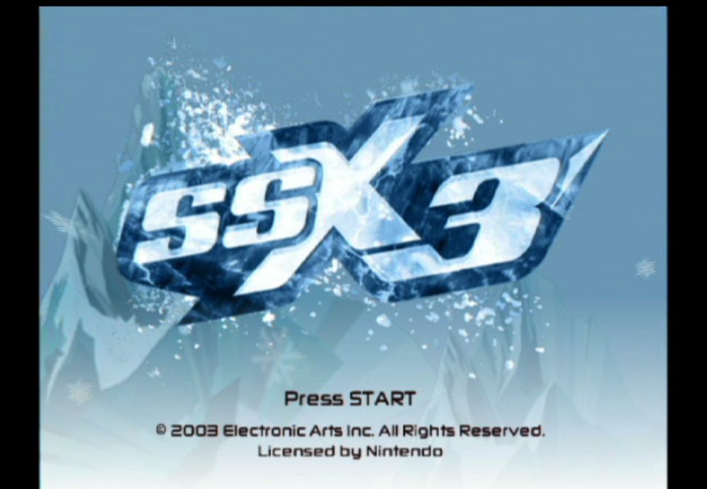 The words SSX 3 written in black with the outline of mountains in blue behind