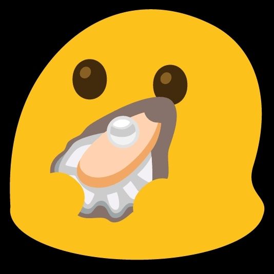google blob emoji holding an oyster emoji