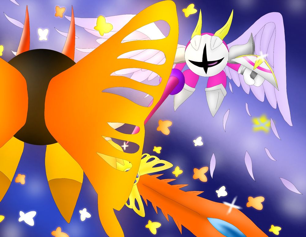 After the events that unfolded during Morpho Knight's rebirth, Galacta Knight was left to wonder who, or rather what, that mysterious butterfly was. He was left with curiosity, but also was left enraged. After all, how could a simple butterfly overpower a powerful warrior such as himself?

He then remembered his encounter with a knight before, the one who had summoned him for the title of Strongest Warrior, and won. Given his recent losses in previous battles, he came to a conclusion; challenging this mysterious warrior at his current state would prove folly.

The Temporal Warrior went on his own journey, training himself in order to best this mysterious warrior. As he does, he thought about his next encounter with this mysterious warrior....