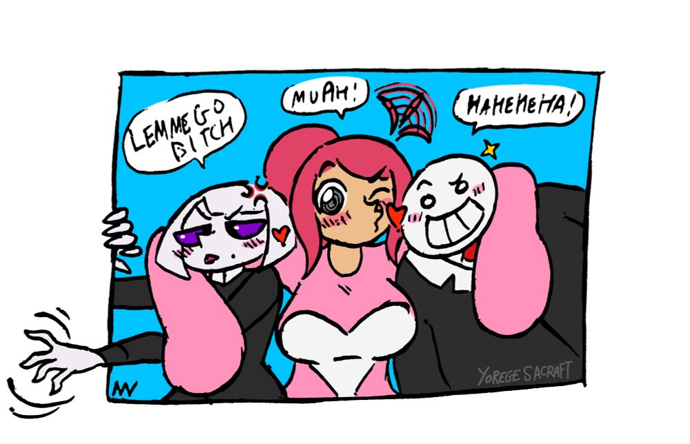 Colored version of the hug of Mignya, BiFF and Mujica for the occasion !