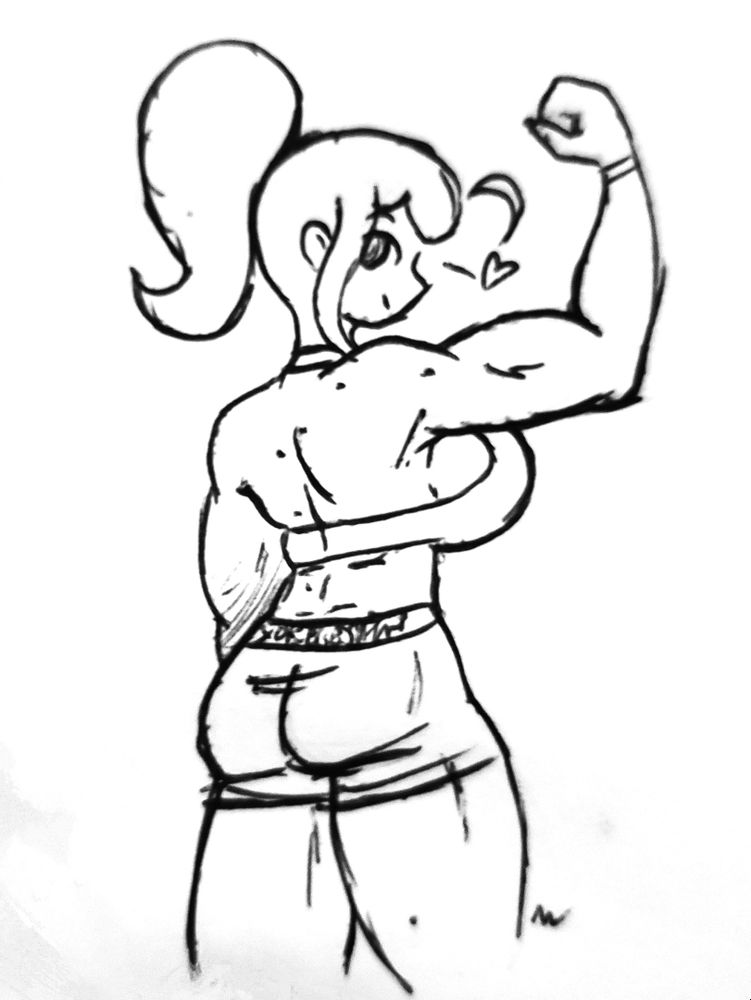 Mignya's back ! (Bignya)
got some moles here too! 
Plus she's flexing her bicep a bit, she looks so strong and she is!🔥🔥