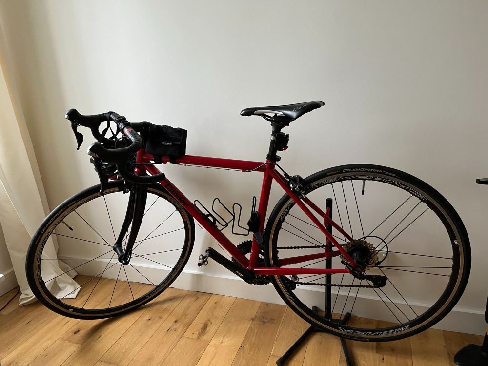 A red Condor Acciaio road bike. The pedal cycle in all its forms is the best machine ever created.