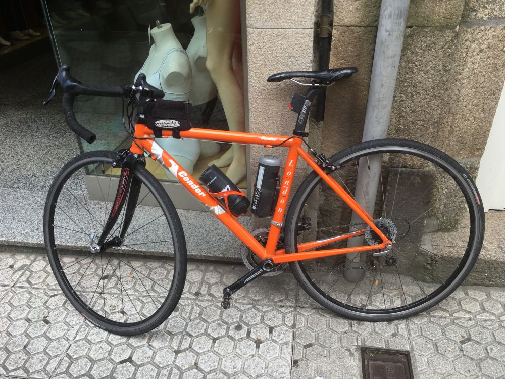 Bright orange Condor Acciaio bike, bought on the cycle to work scheme in 2007. Lovely steel bike.