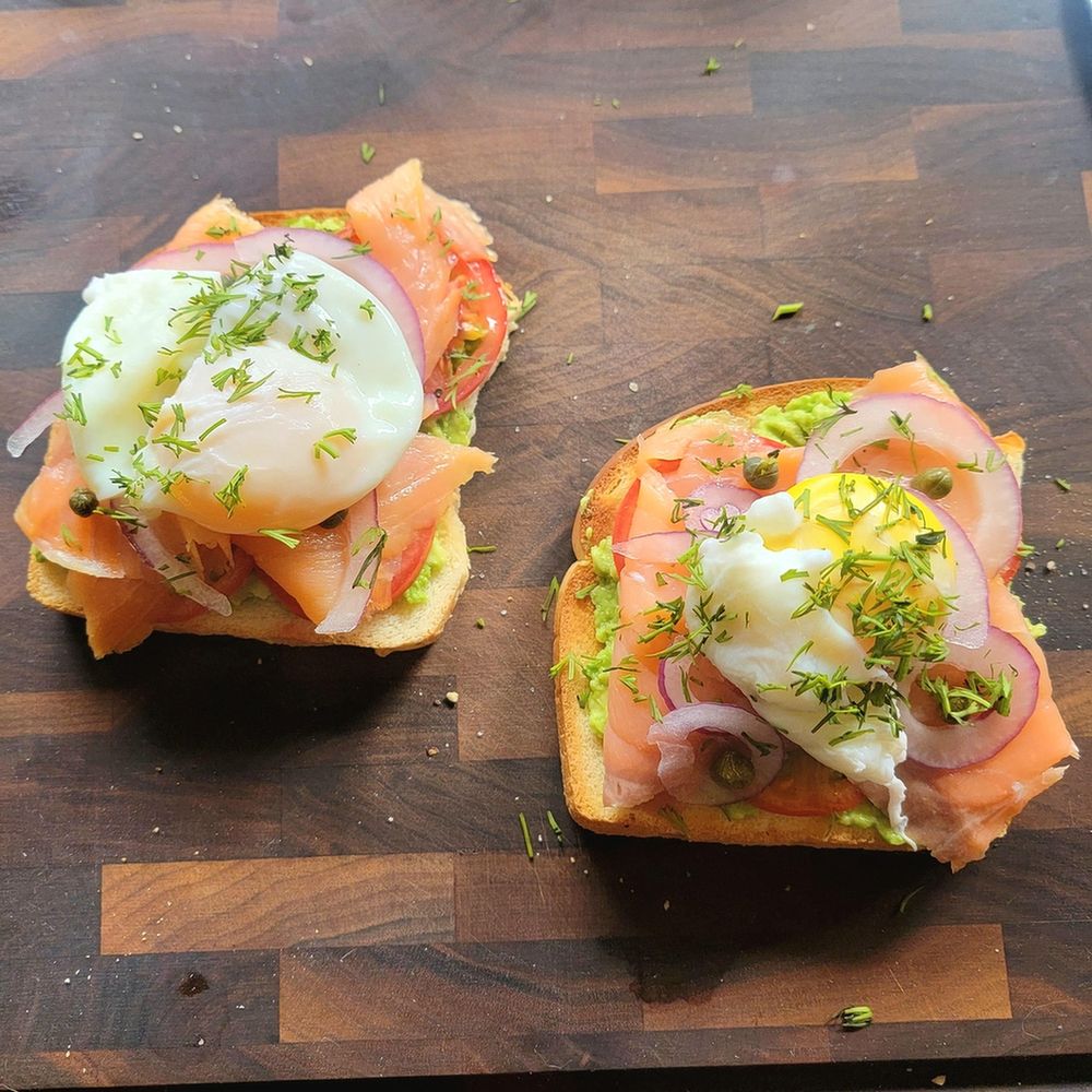 Image from Reddit post titled '[Homemade] Avocado toast with lox and poached egg' by SippinLimonadas.