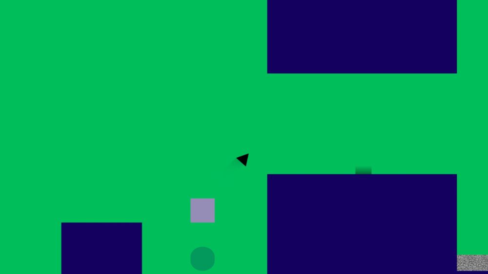 140 features multi-colored environments, which rely on mostly flat-shaded blocks and squares and triangles and other basic shapes.

In this screenshot, the thing you control is jumping in mid-air, while in triangle form, from one platform to another.