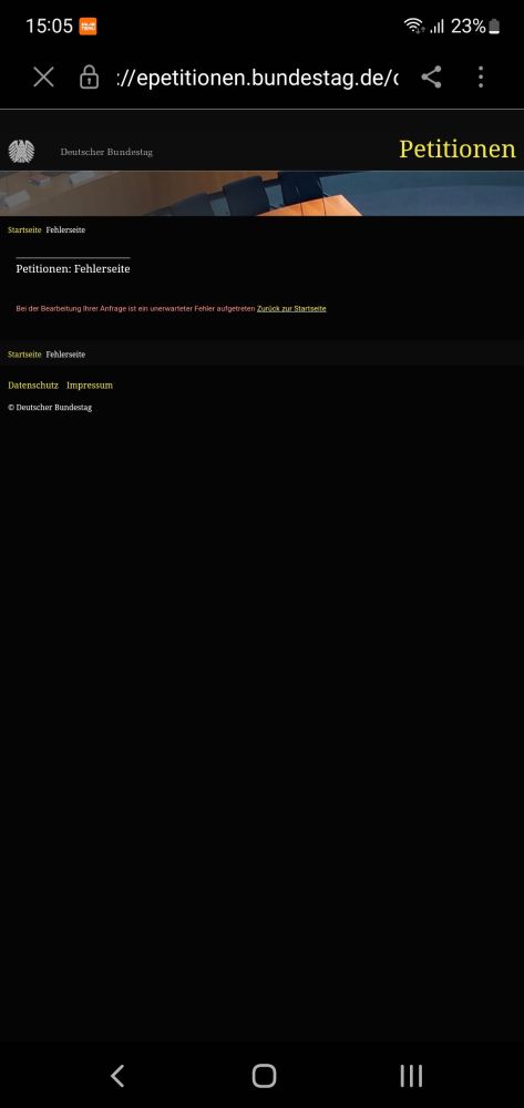 Petition Fehlermeldung 