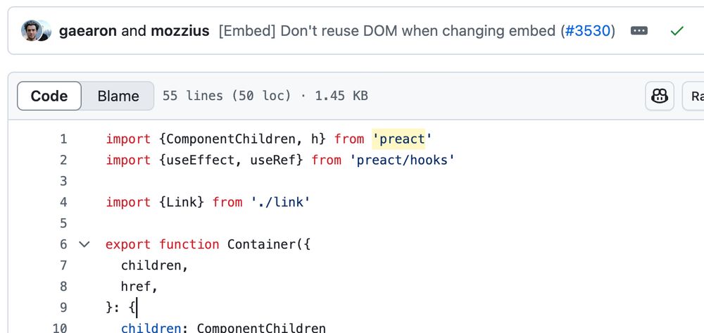 A screenshot of the Container.tsx code linked in this post.