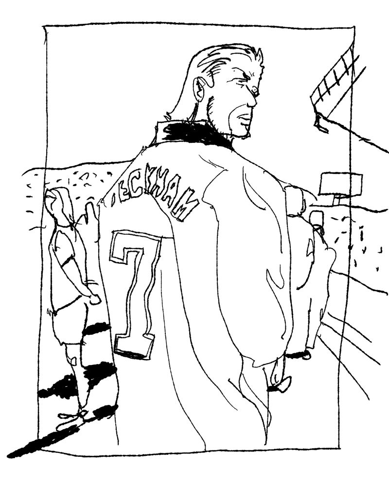 Ink sketch of David Beckham 