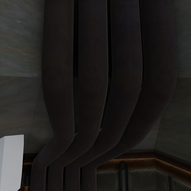 Bender screenshot of 4 pipes, you can vaguely see faces in the pipe bends