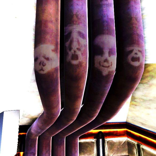 Bender screenshot of 4 pipes, you can see faces in the pipe bends clearer