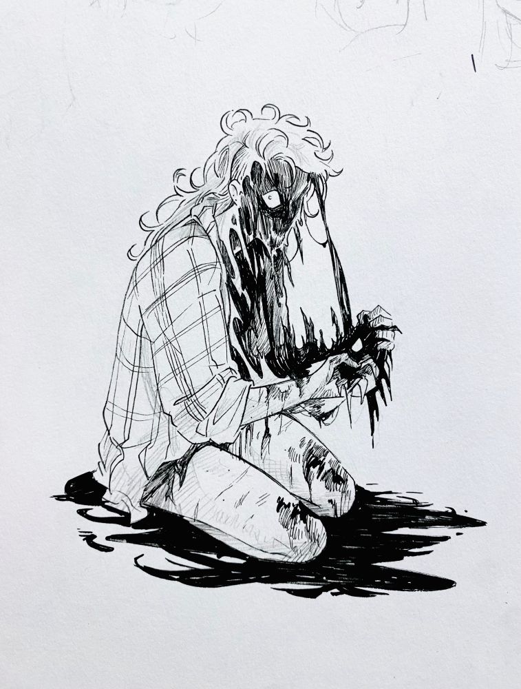 Small ink of me ripping my face off