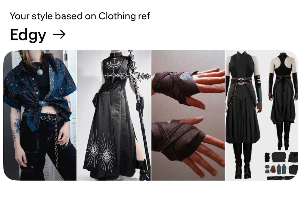 A screenshot of Pinterest recommending me edgy clothes