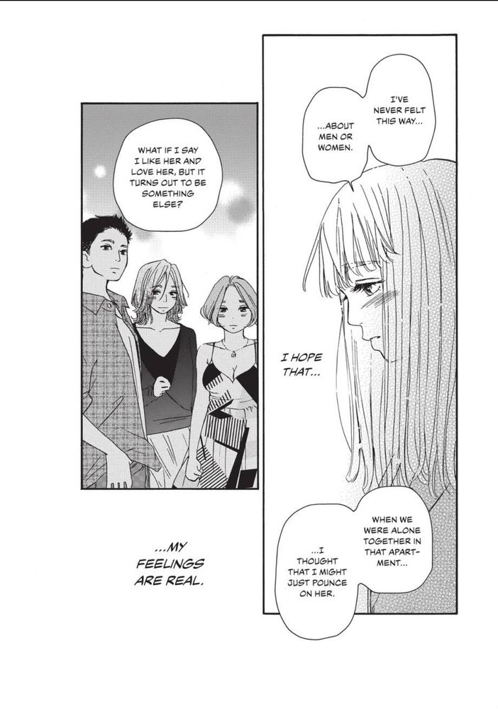 A page from Pink Candy Kiss of a woman explaining her feelings for another woman