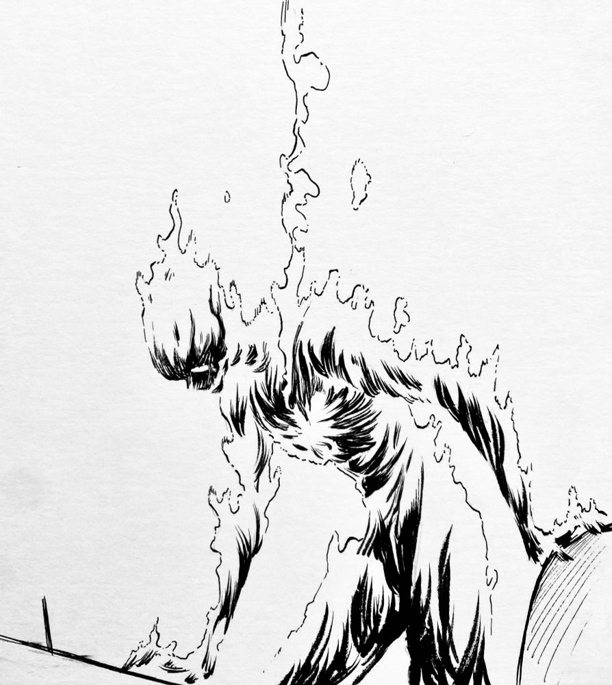 A vent ink of a person on fire