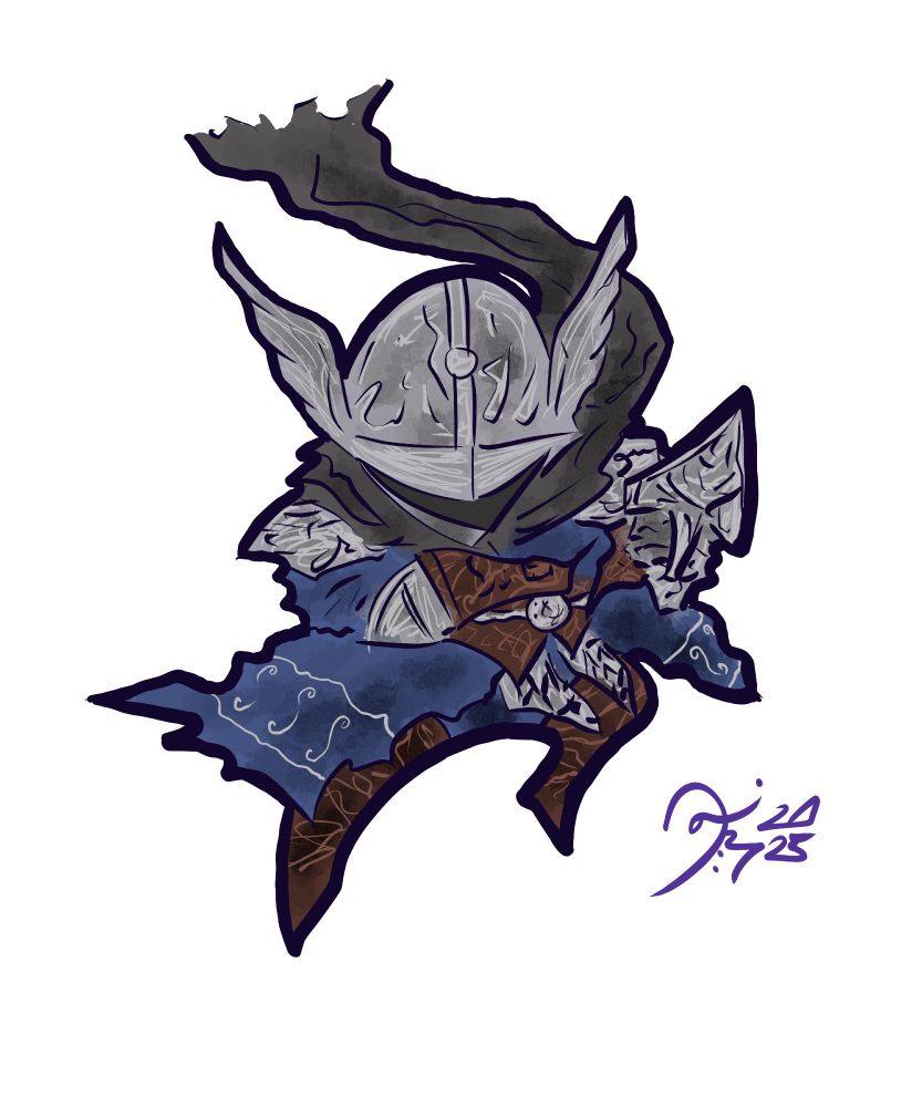 Digital art by Danilynn Jiibay (2025). Chibi Wylder from Elden Ring Nightreign