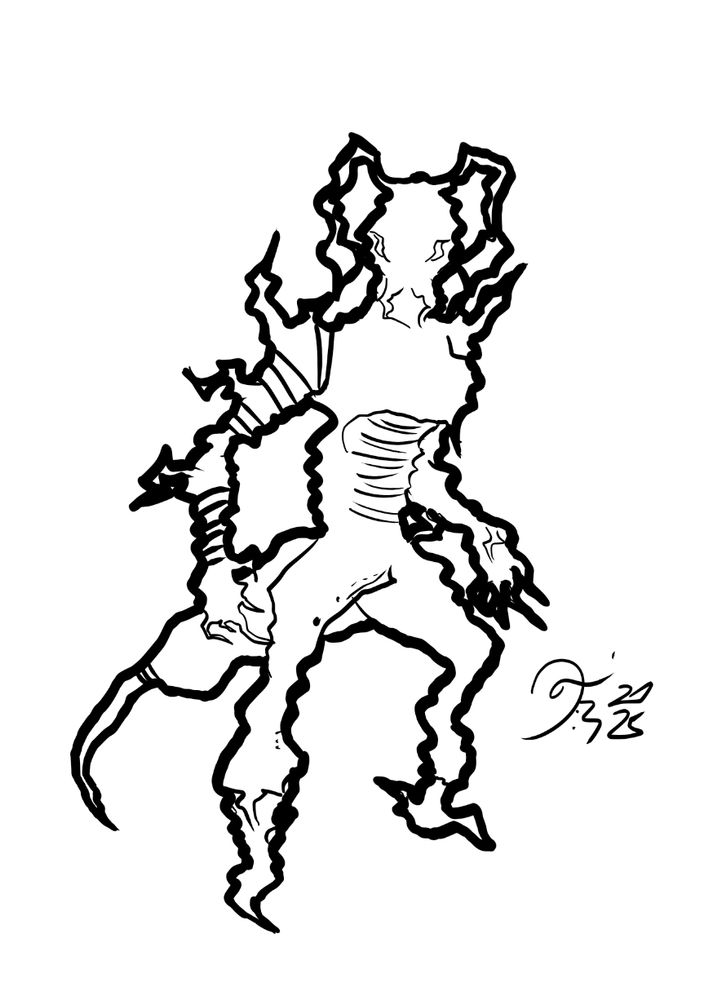 Quick digital sketch of a humanoid bee/wasp.