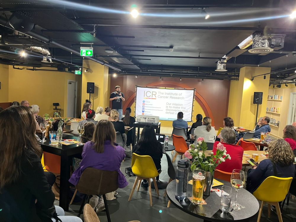 A wide shot of the audience at the Pint of Science event in Sutton.