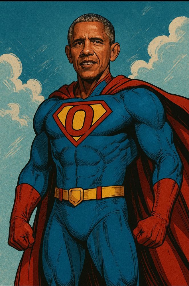 Barak Obama depicted as Super Man