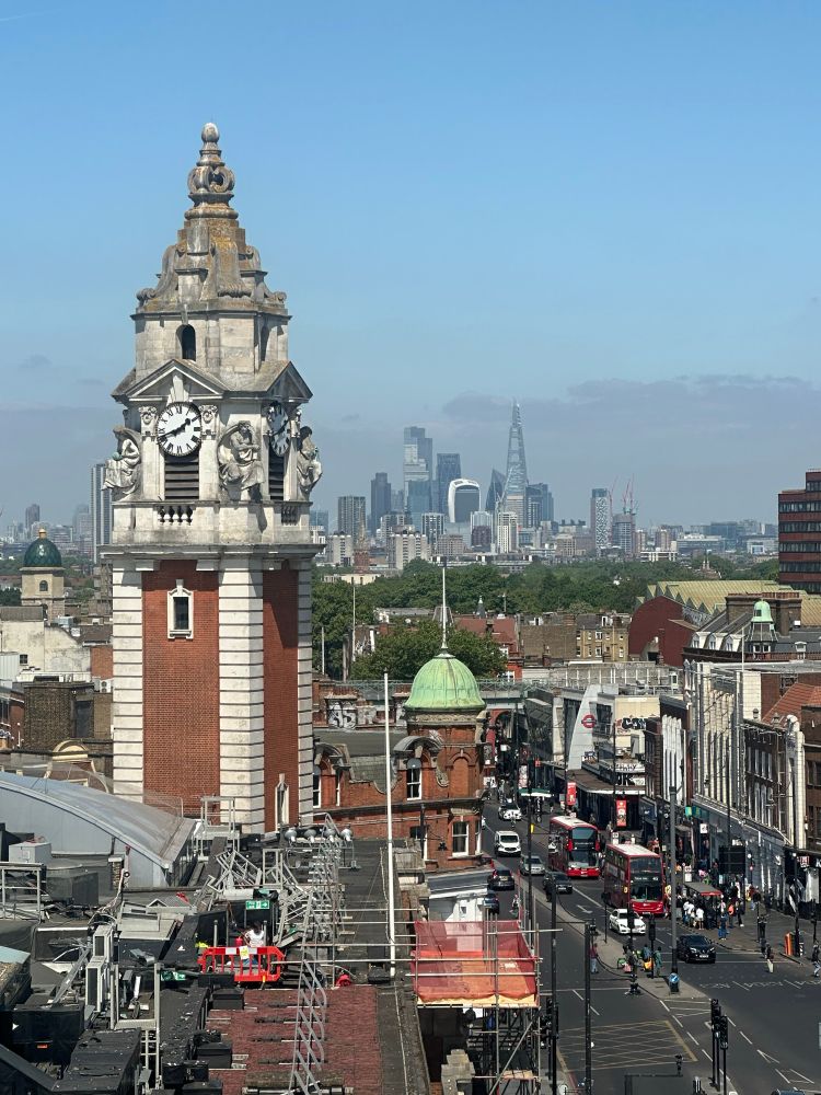 View of Lambeth Town Hall with the London’s skyline in the background