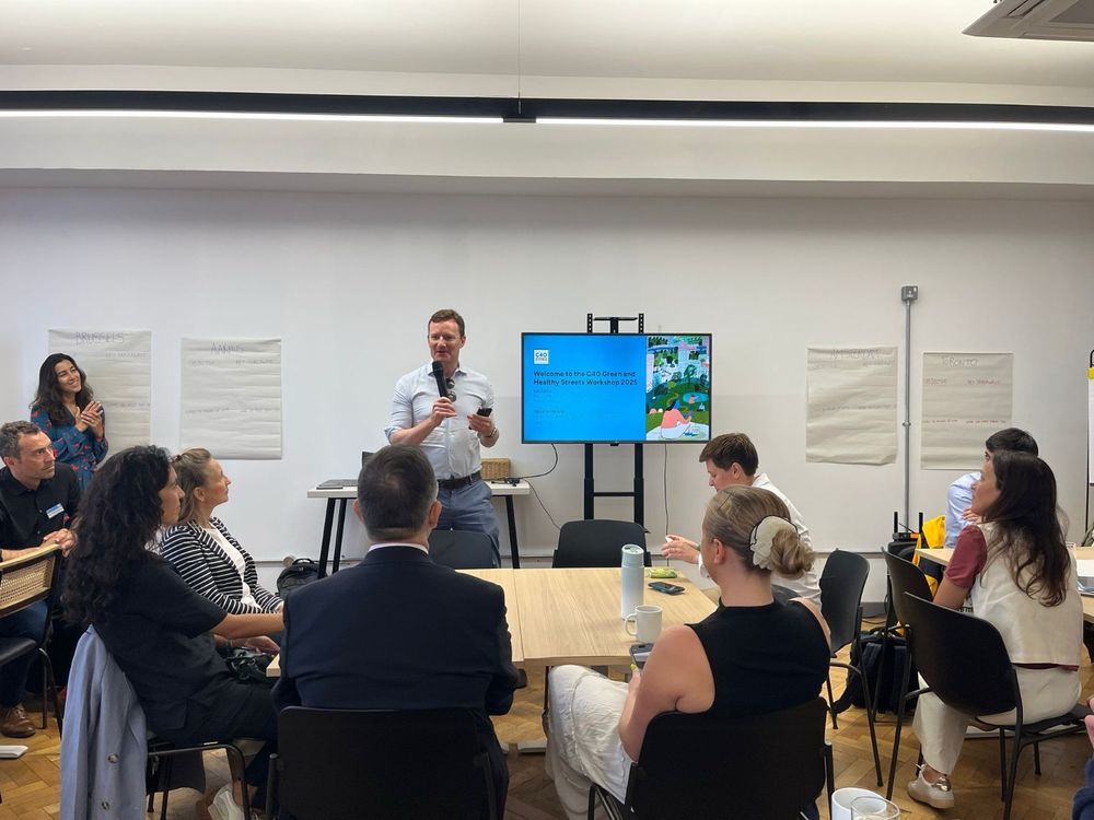 Seb speaks to representatives of European and Canadian cities about the work London is doing to cut its carbon emissions
