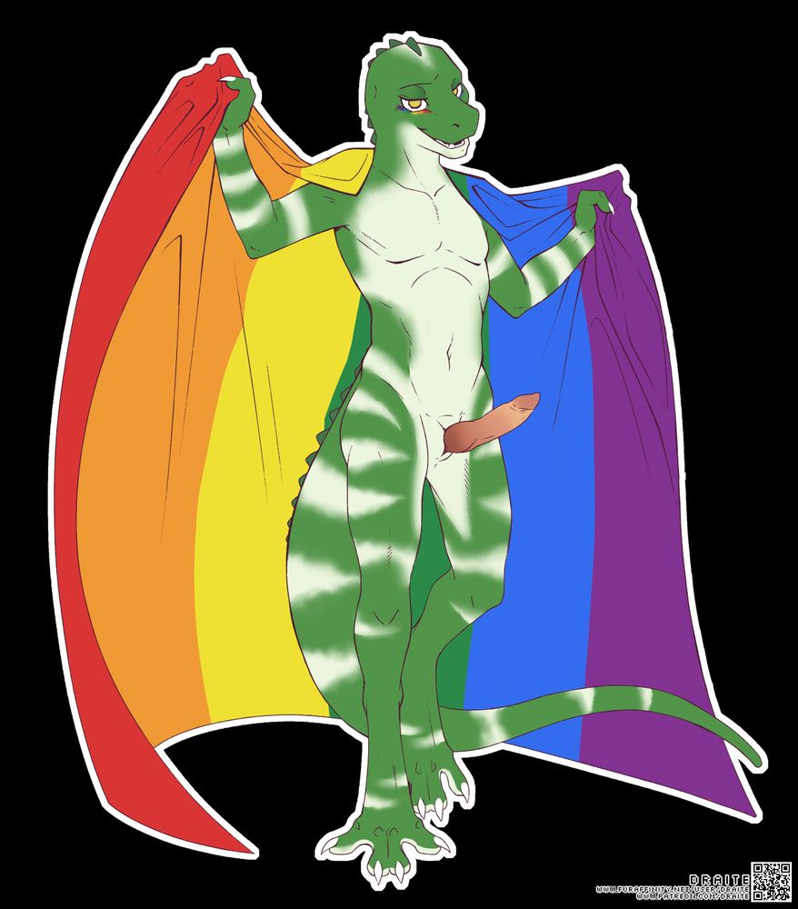 My lizard with a rainbow flag, a Pride pic I got from Draite