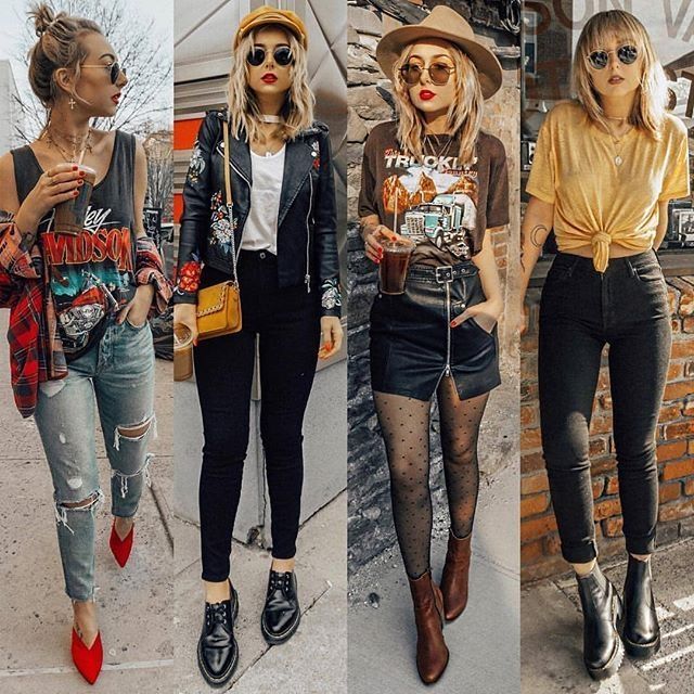 Multiple soft grunge aesthetic outfits and adjacent.
